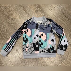 Adidas Allover Print Tricot Jacket  - Gray, Pink, Black size 10/12